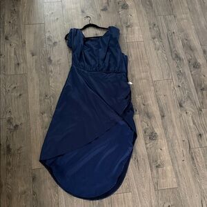 Lulu's Midnight Blue Asymmetrical Midi Dress